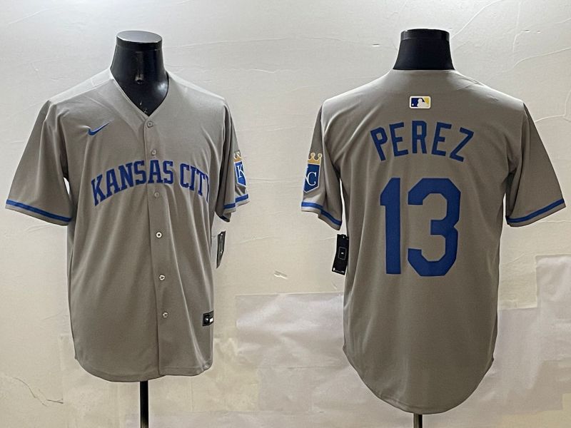Men Kansas City Royals #13 Perez Grey Game 2025 Nike MLB Jersey style 316->kansas city royals->MLB Jersey